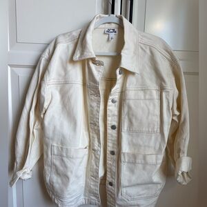 Future Collective Oversized Cream Denim Barn Jacket. Size M.